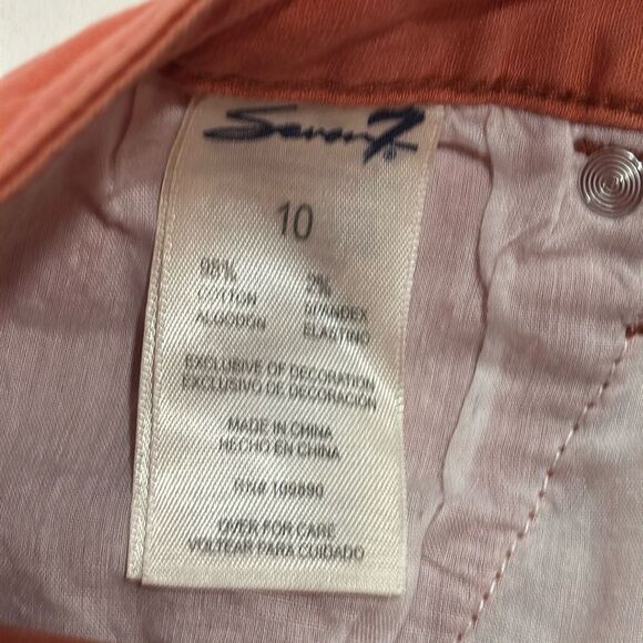 Seven7 | Women’s Coral Orange Casual Denim Jeans Shorts Size 10 - Picture 4 of 9
